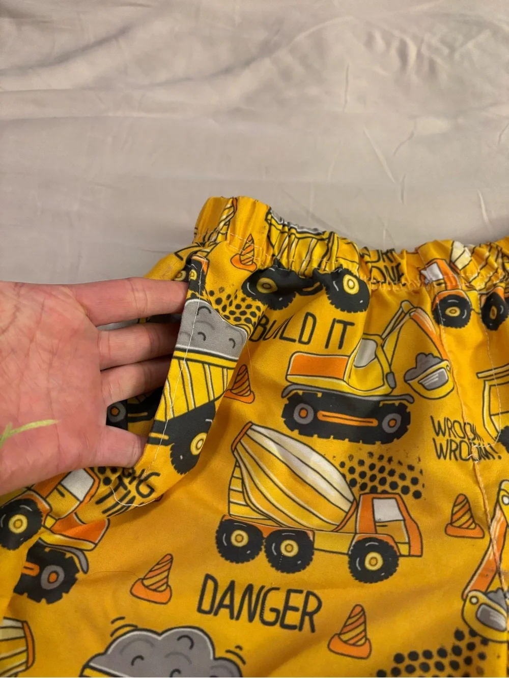 Kids Yellow Construction Print Shorts